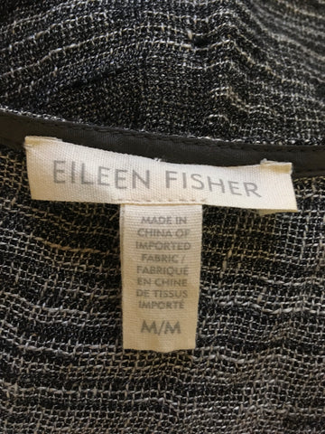 EILEEN FISHER GREY MARL FINE KNIT SLEEVELESS WRAP ACROSS LONG CARDIGAN SIZE M
