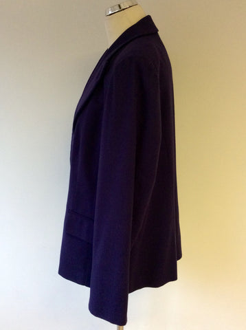 MARINA RINALDI PURPLE WOOL & ANGORA BLEND CLASSIC JACKET SIZE 25 UK 20