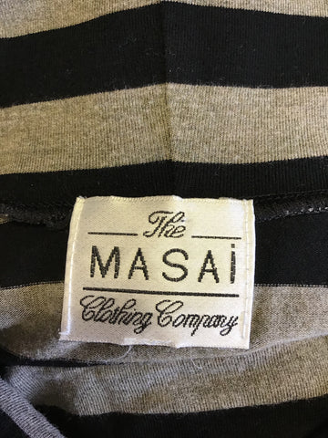 THE MASAI CLOTHING COMPANY BLACK & GREY STRIPE STRETCH JERSEY DRESS SIZE 12