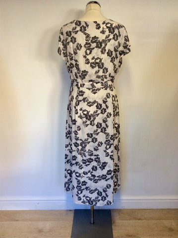 MINT VELVET PALE GREY BUTTERFLY PRINT DRESS SIZE 14