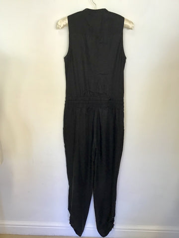 KAREN MILLEN BLACK SLEEVELESS ZIP TRIM JUMPSUIT SIZE 10