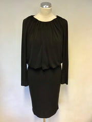 MARKS & SPENCER AUTOGRAPH BLACK LOOSE TOP LONG SLEEVE DRESS SIZE 8