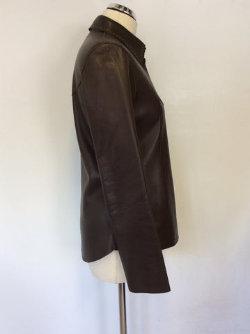 MULBERRY BROWN SOFT LEATHER SHIRT/ JACKET SIZE 12