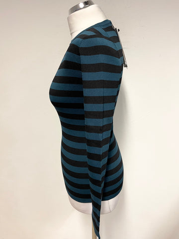 BRAND NEW NIKKIE JOLIE BLACK & PETRO (DARK GREEN) SKINNY RIB TOP SIZE 36