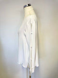 MASSIMO DUTTI WHITE OPEN BUTTON LONG SLEEVED TOP SIZE M