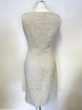 HOBBS OATMEAL BEIGE LINEN SLEEVELESS PENCIL DRESS SIZE 10