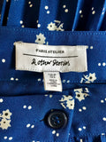 PARIS ATELIER & OTHER STORIES BLUE FLORAL & SPOT PRINT LONG PLEATED SKIRT SIZE 10
