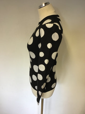 ARMANI JEANS BLACK & WHITE SPOT CREW NECK LONG SLEEVE JUMPER SIZE 10