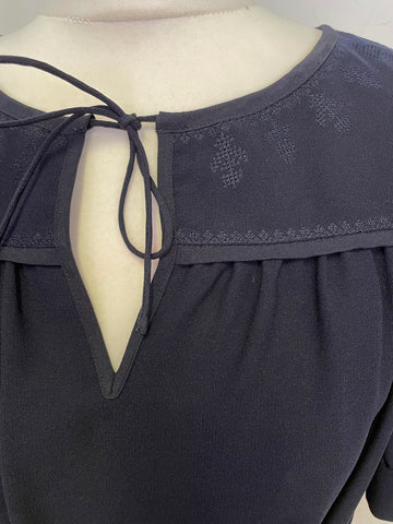 HOBBS NW3 NAVY BLUE SHORT SLEEVE MIDI DRESS SIZE 10