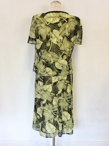 JACQUES VERT LIME GREEN & BLACK LEAF PRINT TOP & SKIRT SET SIZE 12