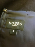 HOBBS BLACK V NECKLINE CAP SLEEVE WOOL PENCIL DRESS SIZE 8