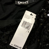 BRAND NEW DKNY BLACK SEQUINNED STRAPLESS BODYCON DRESS SIZE L