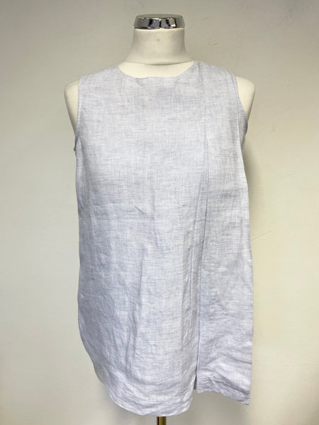 THE WHITE COMPANY PALE BLUE LINEN SLEEVELESS TOP SIZE 8
