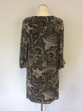 MONSOON BLACK & WHITE PRINT SHIFT DRESS SIZE 10