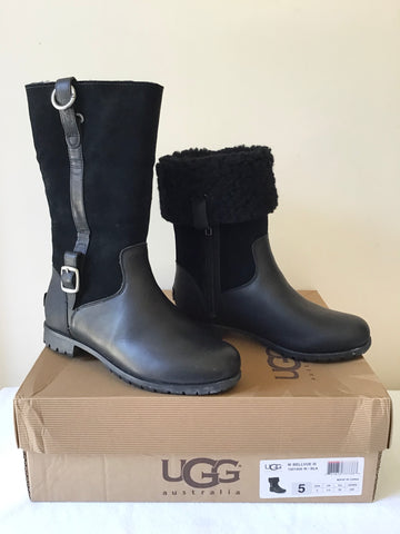 BRAND NEW UGG BELLVUE III BLACK LEATHER & SUEDE BOOTS SIZE 3.5/36