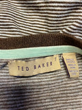 TED BAKER BROWN STRIPED ROUND NECK JUMPER SIZE XL
