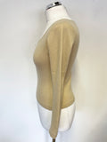 PURE COLLECTION FAWN 100% CASHMERE SCOOP NECKLINE JUMPER SIZE 8
