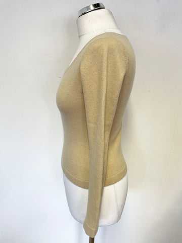 PURE COLLECTION FAWN 100% CASHMERE SCOOP NECKLINE JUMPER SIZE 8