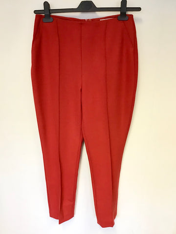 LK BENNETT RED CIGARETTE PANTS SIZE 10 EX SAMPLE