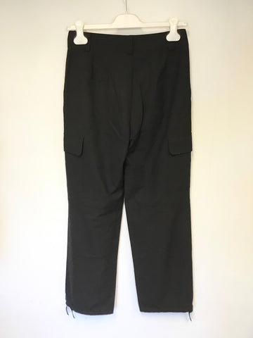 OUI BLACK CARGO PANTS WITH DRAWSTRING TIE HEM SIZE 10