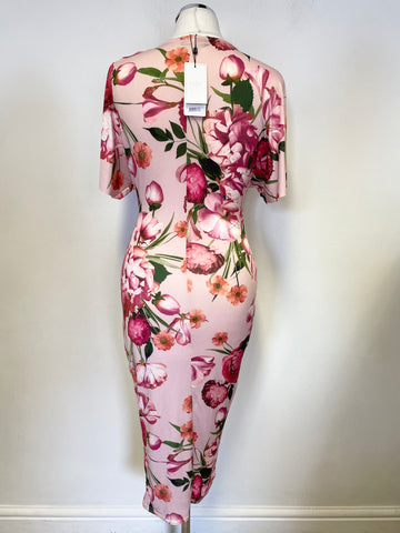 BRAND NEW WITH TAGS LIPSY PINK FLORAL STRETCH JERSEY DRESS SIZE 10