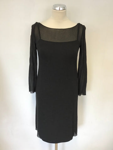 PRECIS COLLECTION BLACK SLIP DRESS WITH 3/4 SLEEVE SILK OVER DRESS SIZE 8