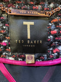 TED BAKER JASINA BLACK & MULTI COLOURED BOUCLE WEAVE JACKET SIZE 2 UK 10