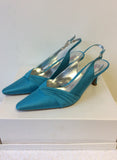JACQUES VERT TURQOUISE SATIN SLINGBACK HEELS SIZE 7.5/41 & MATCHING BAG