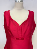 HOBBS RED SILK & WOOL BLEND PENCIL DRESS & JACKET SUIT SIZE 14