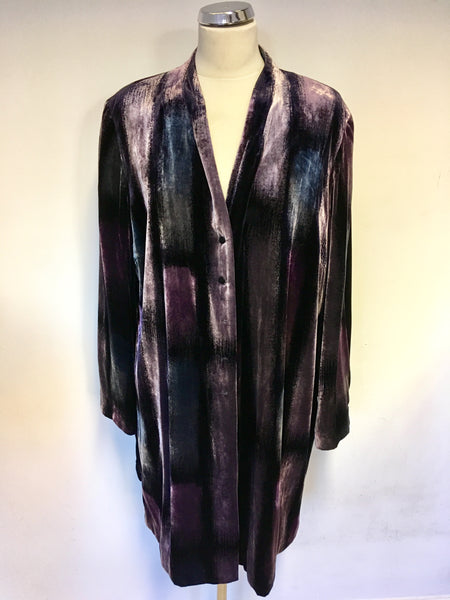 WINDSMOOR PURPLE SHADES LONG VELVET JACKET SIZE 20