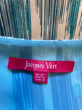 JACQUES VERT TURQUOISE & BLUE PRINT SLEEVELESS SILK SHIFT DRESS SIZE 22