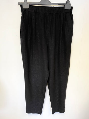 BRAND NEW REISS BLACK METALLIC TAPERED LEG JOGGER STYLE TROUSERS SIZE 6