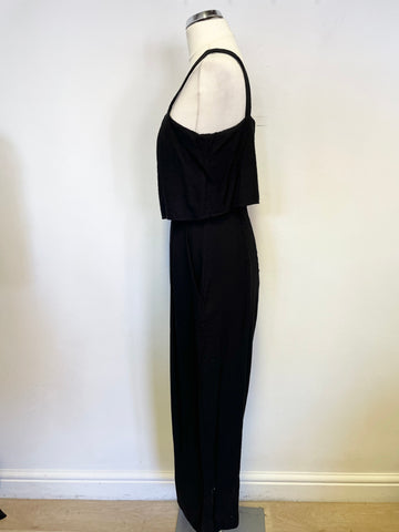 WHISTLES BLACK STRAP LAYERED TOP WIDE LEG JUMPSUIT SIZE 10