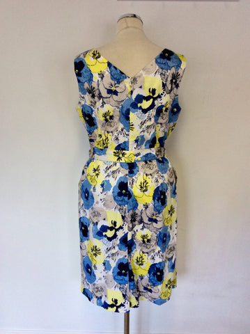 LAURA ASHLEY FLORAL PRINT COTTON TIE BELT DRESS SIZE 14