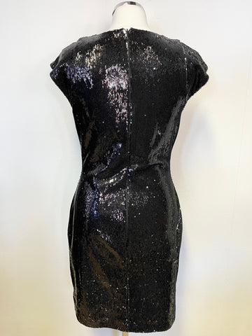 FRENCH CONNECTION BLACK SEQUINNED CAP SLEEVE COCKTAIL DRESS SIZE 12