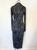 WHISTLES GREY & BLACK PRINT STRETCH JERSEY MIDI DRESS SIZE 6