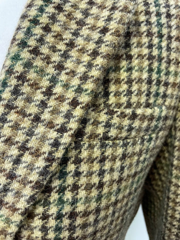 HOBBS BROWN TWEED CHECK 100% WOOL KNEE LENGTH  COAT SIZE 10