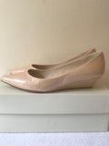 LK BENNETT SAFFIANO PERLA ROSE PALE PINK LEATHER KITTEN WEDGE HEELS SIZE 3.5/36