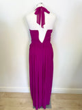 LINEA DEEP PINK CHIFFON HALTERNECK LONG OCCASION/ EVENING DRESS SIZE 10 BUT FIT UK 8