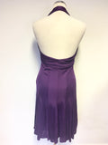 KAREN MILLEN PURPLE HALTER NECK DRAPED PLEAT FRONT OCCASION DRESS SIZE 12