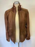 LAKELAND TAN BROWN SOFT LEATHER BOMBER JACKET SIZE 14
