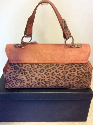 BRAND NEW PASHA PINK PONYSKIN & LEOPARD PRINT LEATHER HAND/ SHOULDER BAG