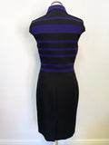 KAREN MILLEN BLACK & PURPLE CAP SLEEVE PENCIL DRESS SIZE 12