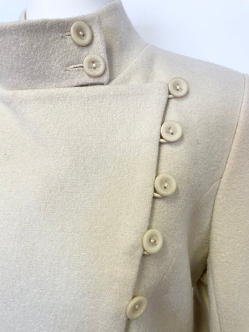 TOAST CREAM BUTTON FASTEN WOOL BLEND KNEE LENGTH COAT SIZE 12