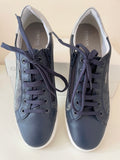 BRAND NEW GEOX NAVY BLUE & SILVER LEATHER TRAINERS SIZE 6/39