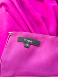 LINEA DEEP PINK CHIFFON HALTERNECK LONG OCCASION/ EVENING DRESS SIZE 10 BUT FIT UK 8