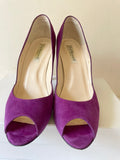 LK BENNETT SUITE BERRY SUEDE & SATIN PEEP TOE SPECIAL OCCASION HEELS SIZE 7/40