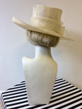 EMMA B BY BALFOUR HATS IVORY & WHITE FEATHER TRIM FORMAL HAT