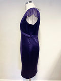 KAREN MILLEN PURPLE BRAID TRIMMED SILK PENCIL DRESS SIZE 12
