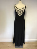Simon Ellis Black Lattice Back With Flower Trim Evening Dress Size 12